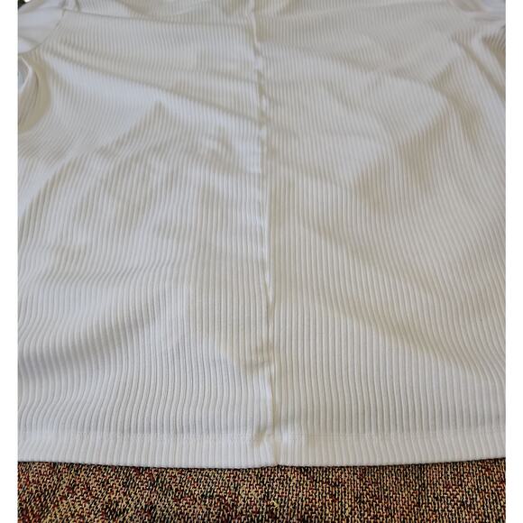 Lane Bryant Livi Ruched Drawstring Top Womens Plus 18/20 Ribbed White Tie Front - Picture 7 of 8